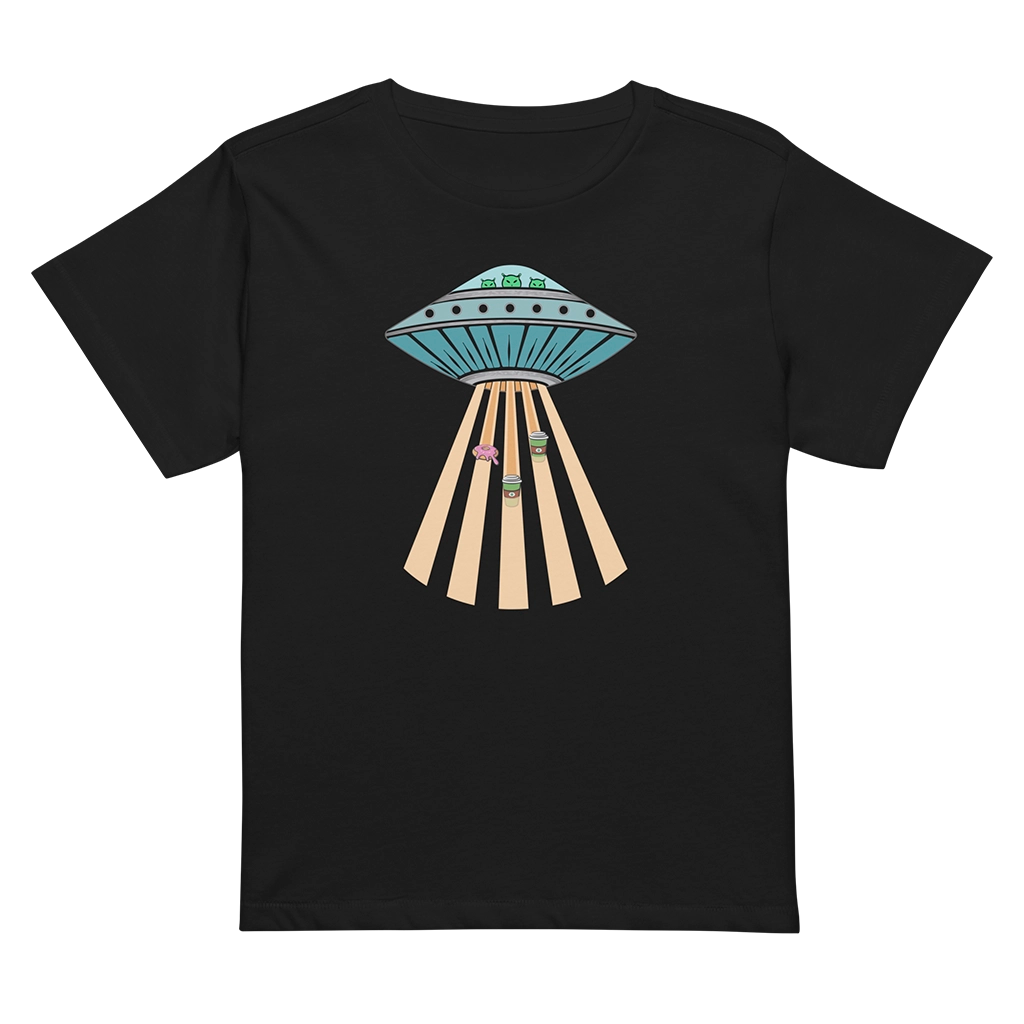 Women&#39;s High-Waisted Coffee Beam black t-shirt | Design by Denise Marta-Burch